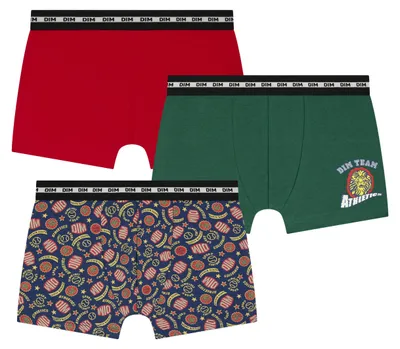 Produktbild von 3er-Pack Boxershorts für Jungen, Marke Dim, aus Baumwolle mit Stretchanteil