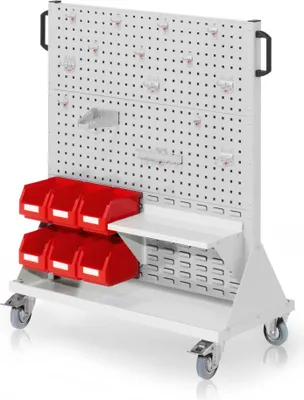 Produktbild von Kappes RasterMobil® mobiler Arbeitsplatzschrank Größe #3 1230x1000x500mm 4 Lochplatten 2 Schlitzplatten 28-teilig - lichtgrau
