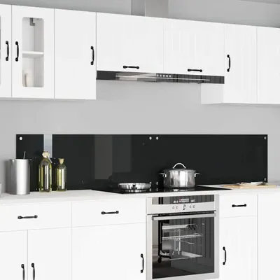 Produktbild von "Schlussverkauf" Küchenrückwand 2 Stück - Hitzebeständig - Schwarz 110x40 cm Gehärtetes Glas  C15609