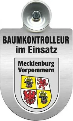 Produktbild von Einsatzschild mit Saugnapf - Baumkontrolleur im Einsatz - 393806 incl. Regionenwappen nach Wahl Color - Region Mecklenburg-Vorpommern