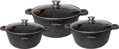 Image de Batterie de cuisine 6 pcs casserole induction aluminium fonte poêle set de casseroles