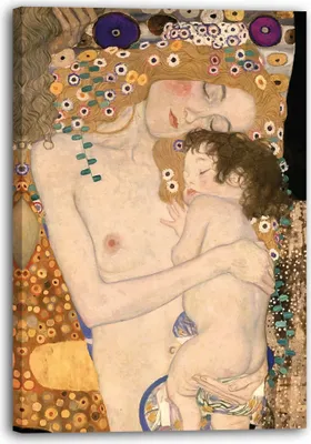 Produktbild von Leinwandbild (70x100cm): Gustav Klimt - Die drei Lebensalter einer Frau (1905), echter Holz-Keilrahmen inkl. Aufhänger, handgefertigt in Deutschland