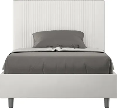 Produktbild von ITYHOME - Gepolstertes Bett mit Lattenrost 120x190 mit Kunstlederbezug Weiß Goya