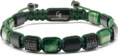 Produktbild von GT Collection | Flat-Bead Armband Herren mit Energie Steine, mit Verstellabarer Kordel und Geschenkschachtel