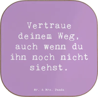 Produktbild von Mr. & Mrs. Panda Tischuntersetzer Spruch Zukunftsplanung Ungewissheit akzeptieren - Lavendeltraum - Geschenk, Vertrauem, Getränkeuntersetzer, gläseruntersetzer, Vertrauen