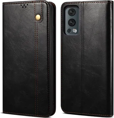 Produktbild von OnePlus Nord 2 5G Hülle, Leder Flip Brieftasche Schutzhülle für OnePlus Nord 2 5G Schwarz