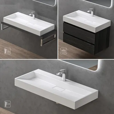 Produktbild von doporro Waschbecken Aufsatzwaschbecken Mineralguss Hängewaschbecken Waschtisch matt weiß 80x46x11cm mit Armaturloch inkl. Ablaufgarnitur Colossum19