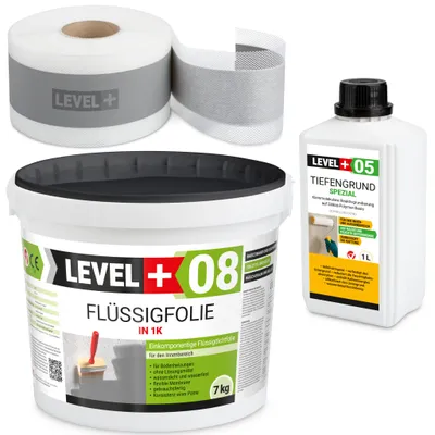 Produktbild von DichtSet Dusche Bad Abdichtung Dichtband Tiefgrund Flüssigfolie 7kg Profi SET03