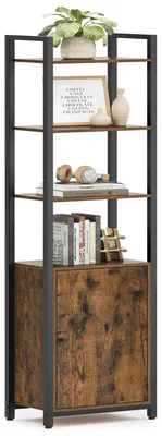 Produktbild von Bücherregal mit Türen - 6 Regalböden - Freistehend - Stauraum für Wohnzimmer/Büro - Moderner Stil - Schwarz