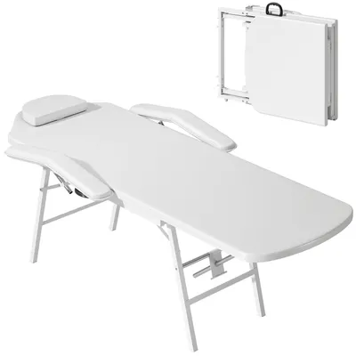 Immagine prodotto di Lettino da massaggio portatile, schienale e poggiagambe regolabili, bianco