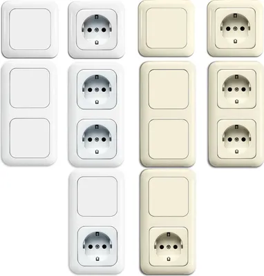 Produktbild von Busch Jäger Set Steckdosen Lichtschalter 2000/6 US -- 20 EUC Cremeweiß Alpinweiß