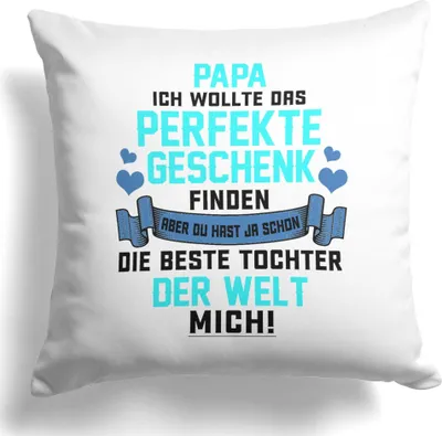 Produktbild von 22Feels Papa Geschenk von Tochter Vater Kissen Vatertag Geburtstag Herrentag Weihnachten Deko Männer Dekoration Spruch Geschenkidee Wohnzimmer Schlafzimmer Couch