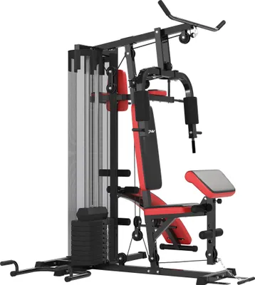 Produktbild von SPORTNOW Mehrzweck-Trainingsstation mit 65 kg Gewichtsblock, verstellbar, fürs Heimtraining, Stahl, Kunstleder