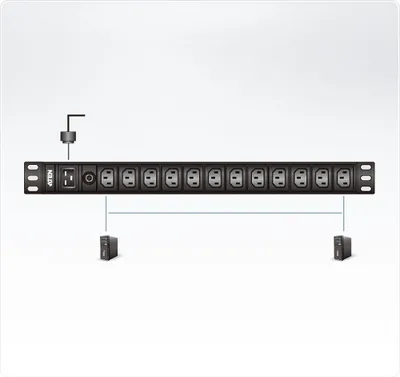 Obrázek produktu pro ATEN PE0112G, Základní, 1U, Hliník, Černá, 12 AC zásuvky / AC zásuvek, C13 rozdvojovač
