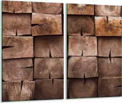 Produktbild von Herdabdeckplatten 2 teilig 30x52 Glaskeramikkochfeld Abdeckung Glas Holz