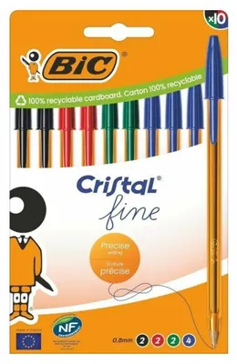Immagine prodotto di BIC BIC Kugelschreiber Cristal Original Fine transparent Schreibfarbe farbsortiert, 10 St.