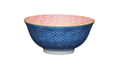 Produktbild von KitchenCraft ECMKCBOWL27SET - Set de Schalen de Keramik mit Muster de Wellen dekorativen japanischen Stil, Steingut.