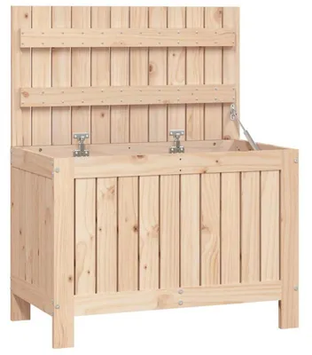 Image de Coffre de rangement pour jardin – Bois massif de pin – 76 x 42,5 x 54 cm – Rangement extérieur naturel