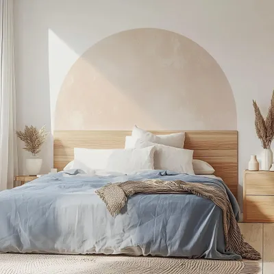 pastellfarbener Boho-Halbkreis als Bettbogen – Decords Wandtattoo, Produktansicht 1