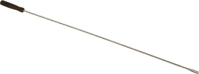 A long, thin cleaning brush with a brown handle, isolated on a white background.