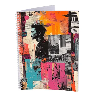 Obrázok produktu pre Vysokoškolský blok - prázdny - 5 kusov - street art man - DIN A4 - 80 listov - 80 g - perforovaný - špirálová väzba - korekčný okraj - perforovaný