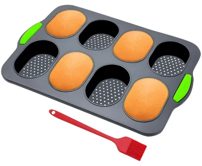 Siliconen Broodvorm, Mini Baguette, 8 Mulden, antihaft, 33,5x23,5 cm