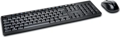 Produktbild von Kensington Pro Fit® flaches, kabelloses Desktop Set, Volle Größe (100%), Kabellos, RF Wireless, QWERTZ, Schwarz, Maus enthalten
