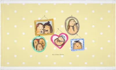 Produktbild von Mr. & Mrs. Panda Handtuch Igel Familie - Gelb Pastell - Geschenk, Muttertag, baumwolle, Flauschtuch, Bilder, kleines, gesichtstuch, Mama, 50x100, Liebe