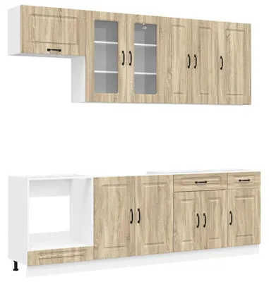 Produktbild von vidaXL Kücheneinheit KALMAR 8 pcs Sonoma-Eiche Holzwerkstoff