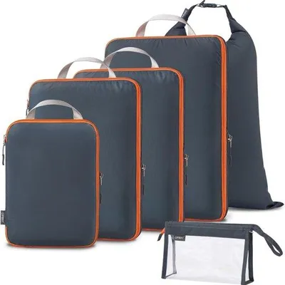 Produktbild von Famanu Kompressions-Packwürfel Set – 6-teilig – Ultraleicht und platzsparend – Reiseorganizer für Handgepäck und Koffer – Grau