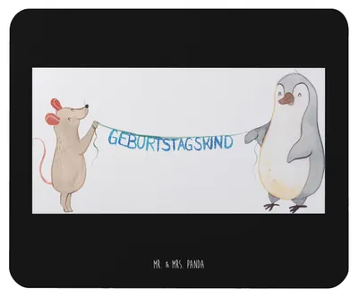 Produktbild von Mr. & Mrs. Panda Mousepad Maus Pinguin Geburtstag - Schwarz - Geschenk, computer, Geburtstage, Happy Birthday, Mouse Pad, pc mauspad, mousematte