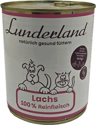 Produktbild von Lunderland Reinfleisch Lachs 800g 100% Lachsfilet Einzelfuttermittel für Hunde und Katzen