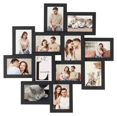 Produktbild von Bilderrahmen Set - Collagerahmen für 12 Fotos - Wandbilderrahmen - Glasfront - Schwarz