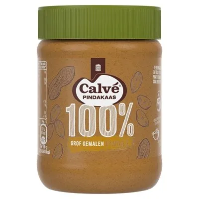 Produktbild von Calvé 100% Pindakaas Grobgemahlene Ernussbutter 350g