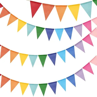 Produktbild von Wimpelkette Outdoor Wetterfest 3 Stück 12M Bunt 36 Wimpel Jute Girlande Garten Geburtstag Kinderzimmer