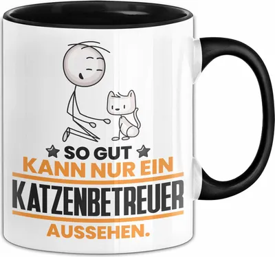 Produktbild von Katzenbetreuer Geschenk Tasse So Gut Kann Nur Ein Katzenbetreuer Aussehen Geschenkidee Kaffee-Becher (Schwarz)