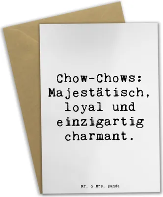 Produktbild von Mr. & Mrs. Panda Klappkarte Spruch Chow-Chow Charme - Weiß - Geschenk, hochzeitskarten, liebeswerte Hunde, loyal, Grußkarten, Erziehung, einladungskarten, stolz