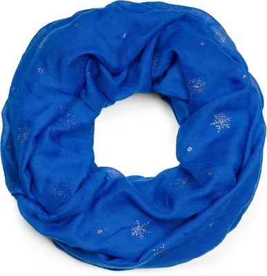 Produktbild von styleBREAKER Damen Loop Schal mit Glitzer Schneeflocken Print, Weicher Schlauchschal Einfarbig, Tuch 01017064