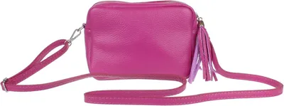 Productafbeelding van Crossbodytas van echt leer met kwastje in fuchsia