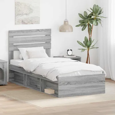 Image de Lit simple - Structure de lit Sonoma gris, 75 x 190 cm, en bois massif de pin
