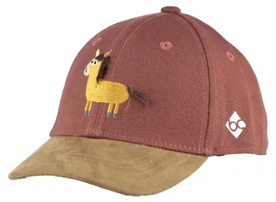 Produktbild von Bavarian Caps Kinder Snapback Cap "Pferd" Flatbrim mit Velour Besatz, rot, Gr. Einheitsgröße