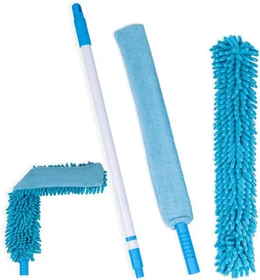 Obrázok produktu pre Teleskopický prachovka, 140 cm, ohybná, umývateľná, s 2 návlekmi z mikrovlákna