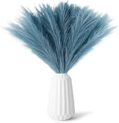 30er Set künstliche Pampasfedern, 55 cm, blau, für Boho-Deko