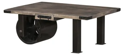 Immagine prodotto di MASSIVMOEBEL24 | tavolino da salotto in legno di Mango 110x80x43 grigio scuro laccato RAILWAY #205