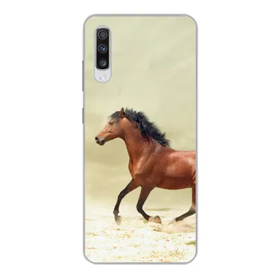 Produktbild von MuchoWow® Handyhülle Schutzhülle Hülle für Samsung Galaxy A70 Pferd - Stoff - Sand Silikon Softcase Handy Hülle - Schutzhaube