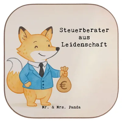 Produktbild von Mr. & Mrs. Panda unterleger Steuerberater Leidenschaft Design - Weiß - Geschenk, Untersetzer für Gläser, Holzuntersetzer, Glas, Coaster, gläseruntersetzer