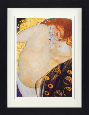 Obrázek produktu pro Gustav Klimt Zarámovaný obraz s elegantním paspartou | Obrazy na zeď | V rámu - DanaÃ", 1907 (40 x 30 cm)