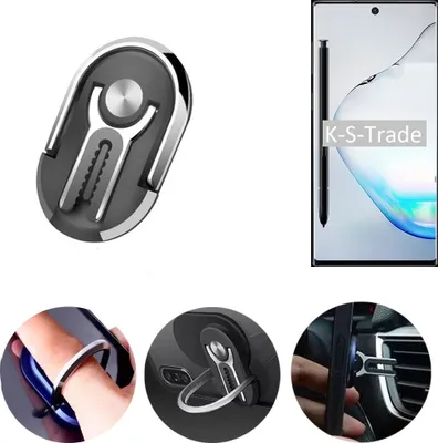 Produktbild von K-S-Trade 3in1 Smartphone-Ring Handy-Ring kompatibel mit Samsung Galaxy Note 10 Fingerhalterung  Handyring Tischständer Lüftungsgitter-Halterung