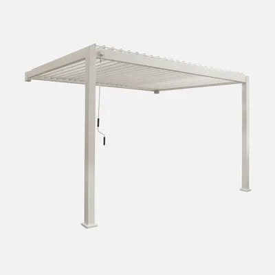 Produktbild von sweeek - Wand Pergola mit Lamellendach 3x4m Triomphe - Beige