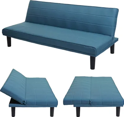 Produktbild von Schlafsofa HWC-J17, Couch Klappsofa Gästebett Bettsofa, Schlaffunktion Stoff/Textil 165cm  türkis-blau
